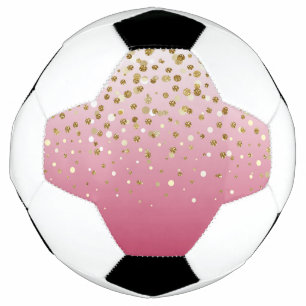 Modern Girly gold glitter confetti Pink Gradient Football