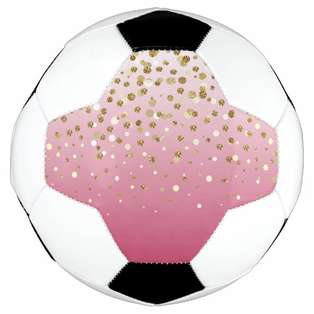 Modern Girly gold glitter confetti Pink Gradient Football (Front)
