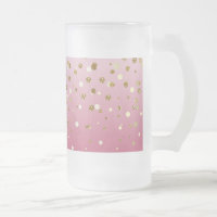 Modern Girly gold glitter confetti Pink Gradient
