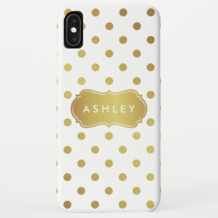 Modern Girly Gold Glitter Polka Dots Pattern iPhone XS Max Case