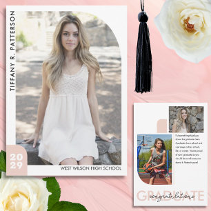 Modern Girly Graduate 3 Photo Pink Graduation Announcement