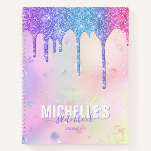 Modern Girly Holographic Elegant Trendy Sketchbook Notebook