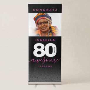 Modern Girly Hot Pink 80 and Awesome Retractable Banner