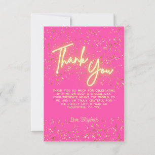 Modern Girly Hot Pink Neon Glow Thank You Script