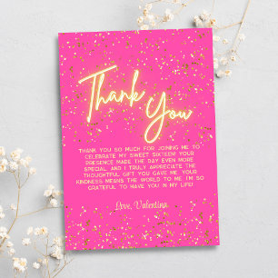 Modern Girly Hot Pink Neon Glow Thank You Script