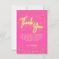 Modern Girly Hot Pink Neon Glow Thank You Script