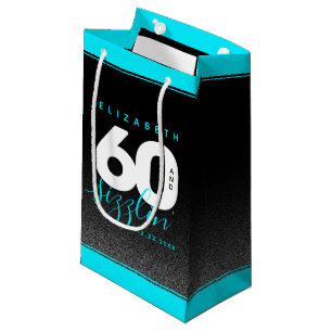 Modern Girly Ice Blue 60 and Sizzling Small Gift Bag