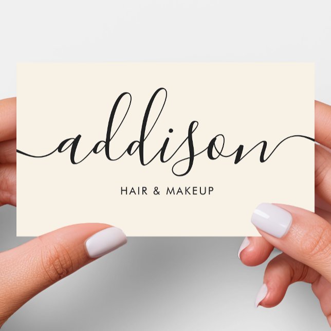 Modern Girly Ivory Cream Minimalist Calligraphy Business Card (Creator Uploaded)