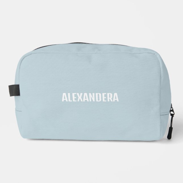 Modern Girly Light Blue Name  Dopp Kit (Front)
