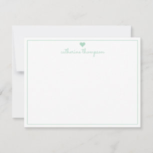 Modern Girly Mint Green Heart Feminine Chic Script Card