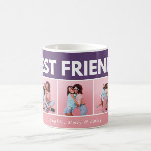 Modern girly multi photo script trendy bestfriends coffee mug