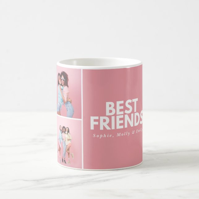 Modern girly multi photo script trendy bestfriends coffee mug (Center)