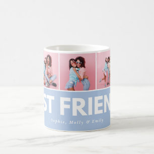Modern girly multi photo script trendy bestfriends coffee mug