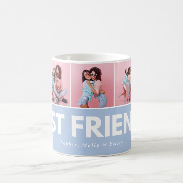 Modern girly multi photo script trendy bestfriends coffee mug (Center)
