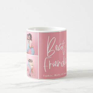 Modern girly multi photo script trendy bestfriends coffee mug