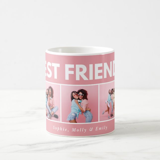 Modern girly multi photo script trendy bestfriends coffee mug (Center)