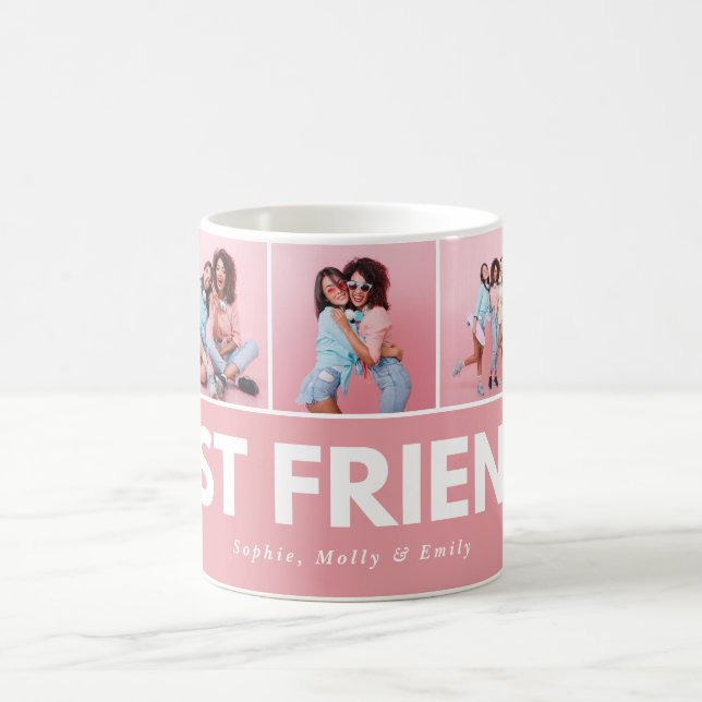 Modern girly multi photo script trendy bestfriends coffee mug (Center)