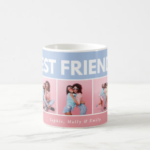 Modern girly multi photo script trendy bestfriends coffee mug