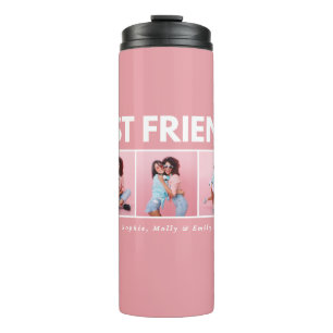 Modern girly multi photo script trendy bestfriends thermal tumbler