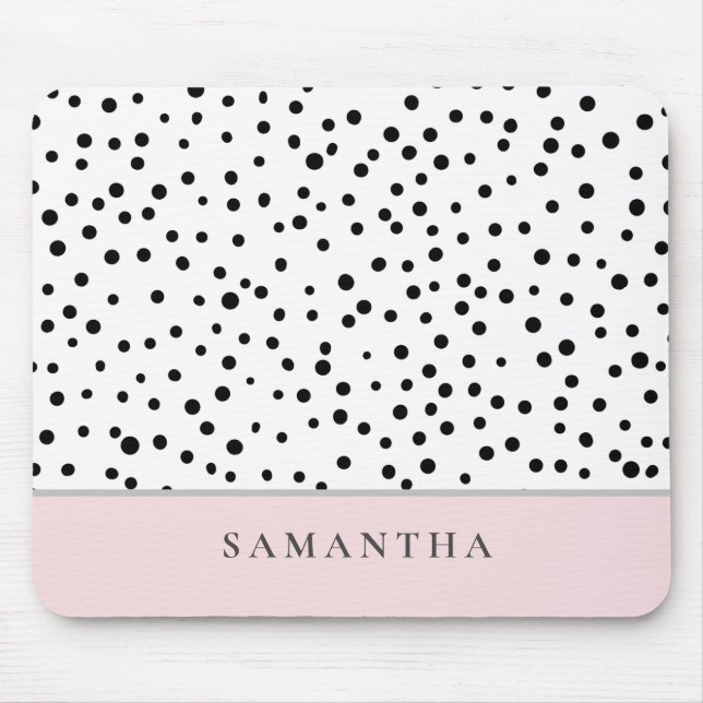 Modern Girly Pastel Pink With Personalised Name Mouse Mat (Front)