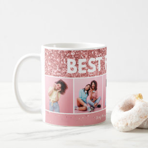 Modern girly photo script pink glitter bestfriends coffee mug