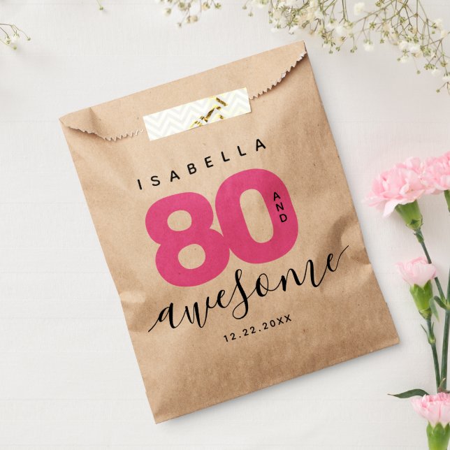 Modern Girly Pink 80 and Awesome Favour Bags (Sealed)