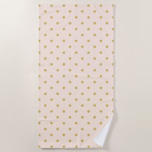 Modern Girly Pink and Gold Polka Dots Pattern Beach Towel