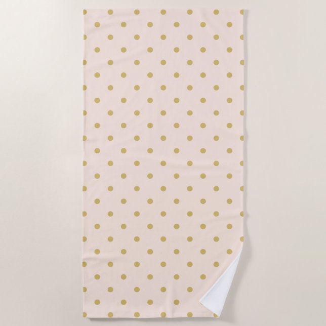 Modern Girly Pink and Gold Polka Dots Pattern Beach Towel (Front)