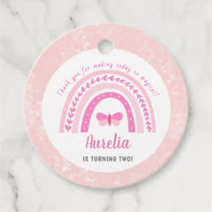 Modern Girly Pink Boho Rainbow Birthday Thank You  Favour Tags