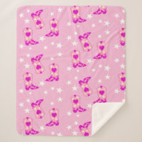 Modern Girly Pink Cowgirl Western Boots Stars Pink