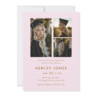 Modern Girly Pink & Gold 4 Photo Graduation Party