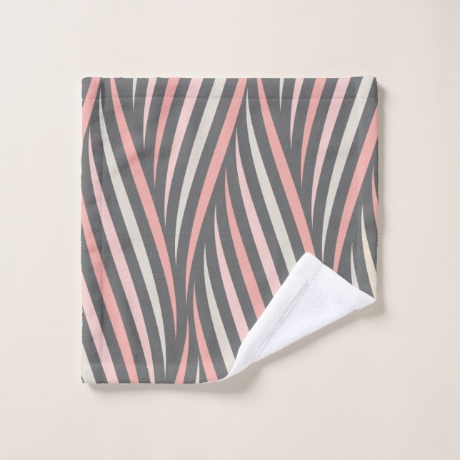 Modern Girly Pink Gray Abstract Bath Towel Set (Wash Cloth)