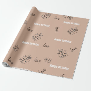 Modern girly pink happy birthday wrapping paper