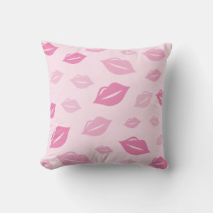Modern girly Pink lips pattern illustration Cushion