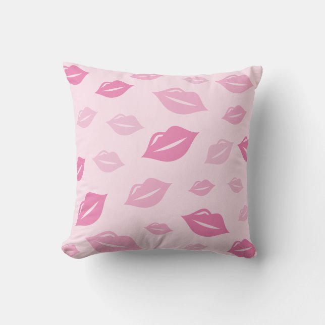 Modern girly Pink lips pattern illustration Cushion (Front)