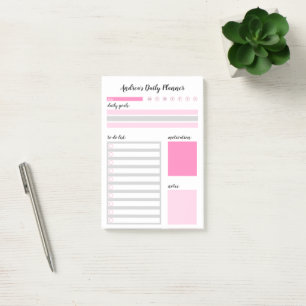 Modern Girly Pink Personalised Daily Planner Post-it Notes