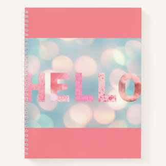 Modern Girly Pink Turquoise Hello Notebook