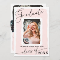 Modern Girly Pink White Frame Photo Graduation