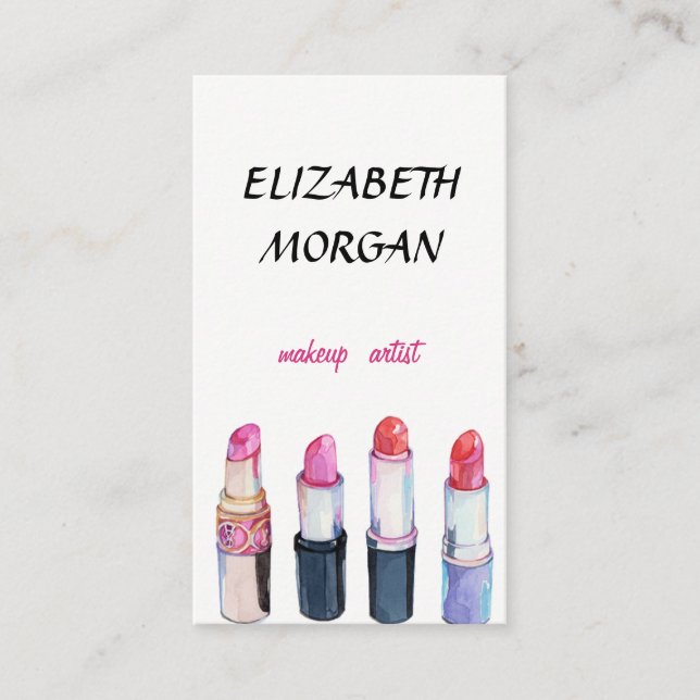 Modern Girly Professional ,Lipsticks Business Card (Front)