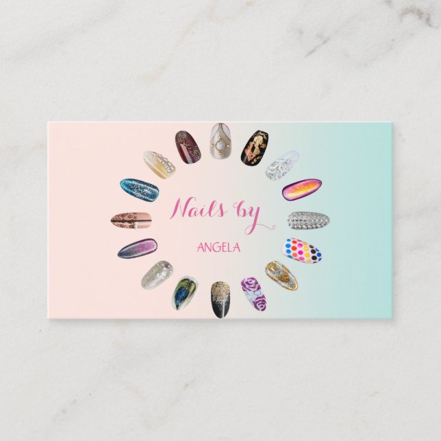 Modern Girly Professional ,Nails Business Card (Front)