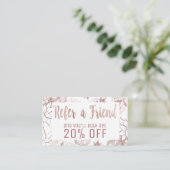 Modern Girly Rose Gold Floral Referral Card (Standing Front)