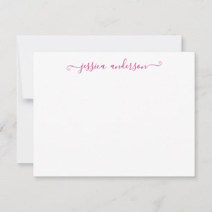 Modern Girly Trendy Hot Magenta Pink Script Card