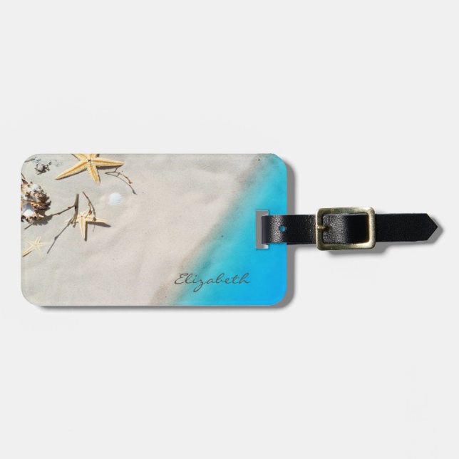 Modern Girly  Tropical, Beach,Seastars Luggage Tag (Front Horizontal)