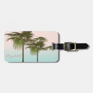 Modern Girly Tropical, Palm Tree Luggage Tag