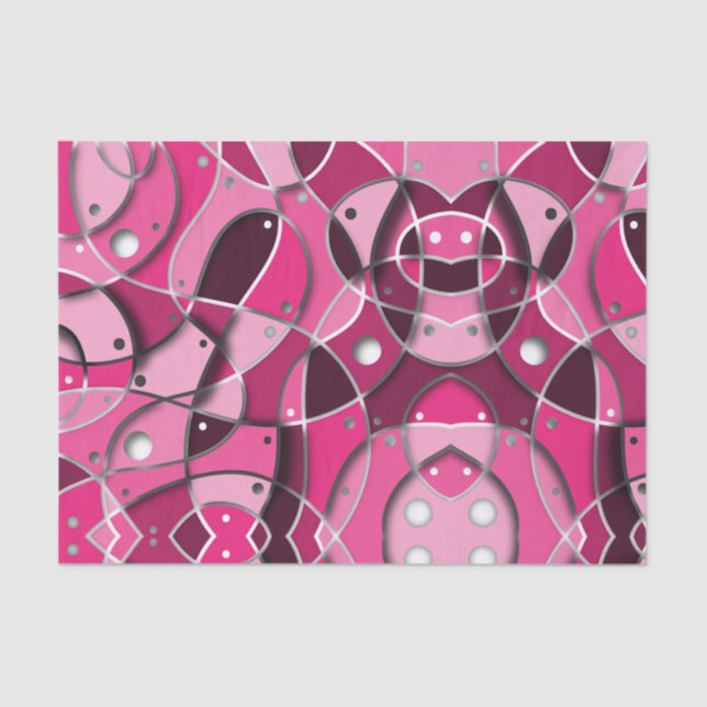 Modern Girly Vibrant Pink Abstract Fractal Artwork Tissue Paper (Front)