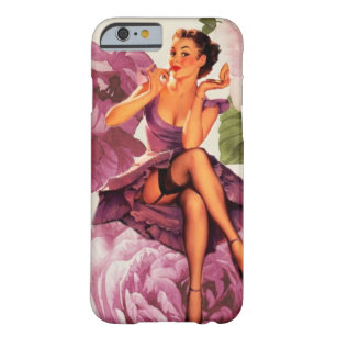 modern girly vintage pin up girl purple floral barely there iPhone 6 case