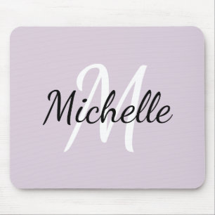 Modern Girly Violet Monogram Initial + Name Mouse Mat