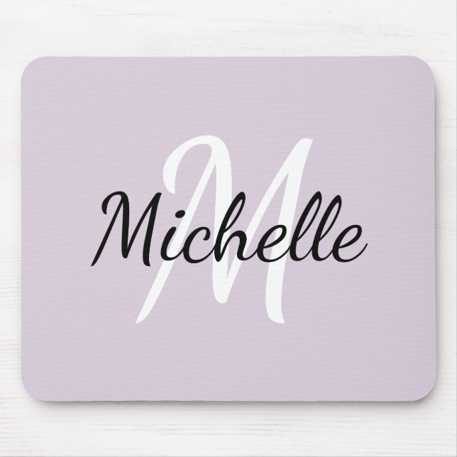 Modern Girly Violet Monogram Initial + Name Mouse Mat (Front)
