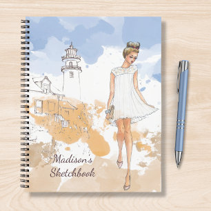 Modern Girly Watercolor Sketchbook Personalised Notebook