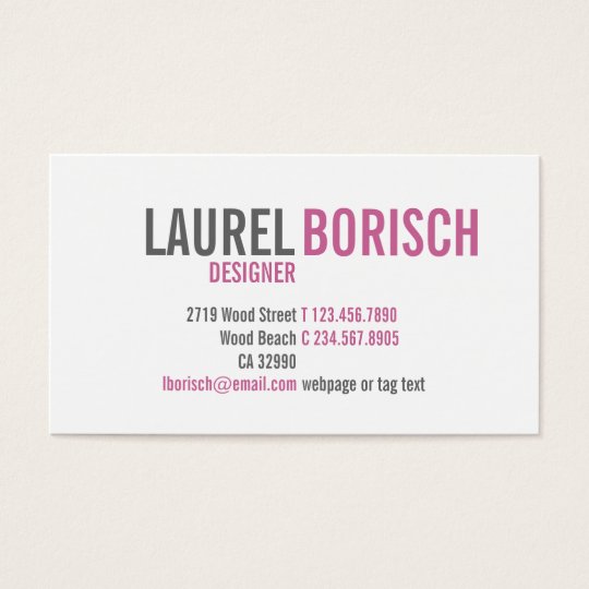 Modern Girly White Fuchsia Business Card